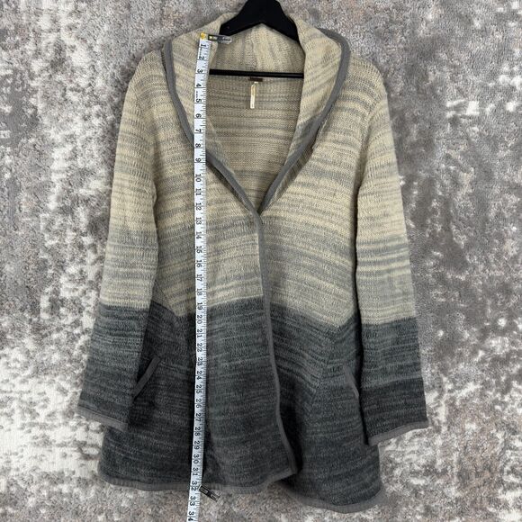 Free People Sz S Wool Ombre Oversized Shawl Collar Snap Button Cardigan Sweater - Picture 2 of 9